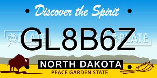 GL8B6Z North Dakota License Plate