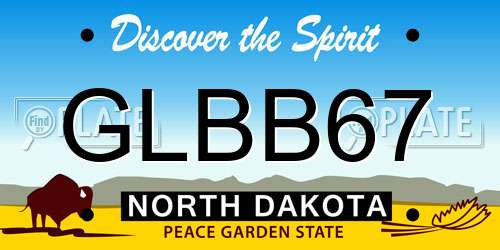 GLBB67 North Dakota License Plate