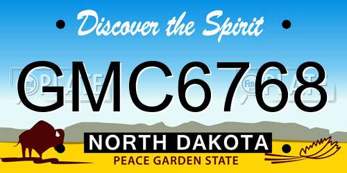 GMC6768 North Dakota License Plate