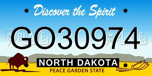 GO30974 North Dakota License Plate