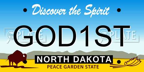 GOD1ST North Dakota License Plate