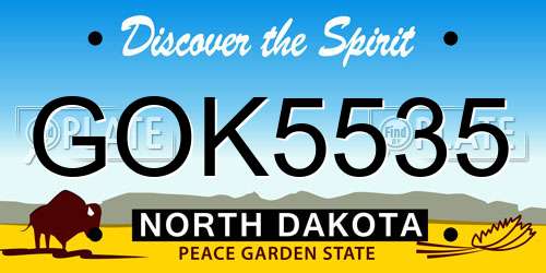 GOK5535 North Dakota License Plate