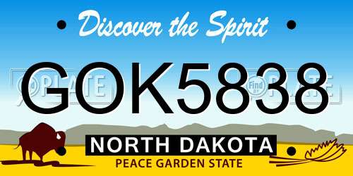 GOK5838 North Dakota License Plate