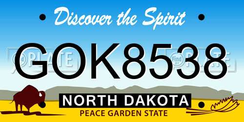 GOK8538 North Dakota License Plate