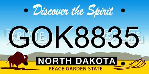 GOK8835 North Dakota License Plate