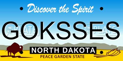 GOKSSES North Dakota License Plate