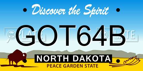 GOT64B North Dakota License Plate