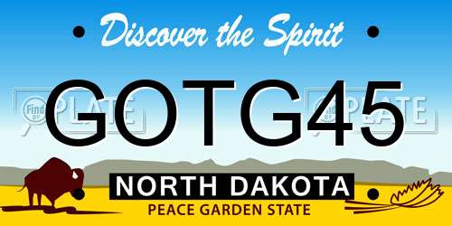 GOTG45 North Dakota License Plate