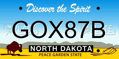 GOX87B North Dakota License Plate