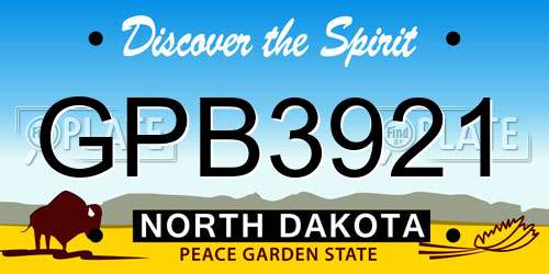 GPB3921 North Dakota License Plate