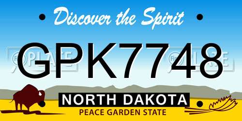 GPK7748 North Dakota License Plate