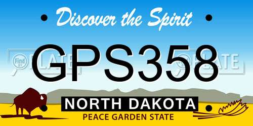 GPS358 North Dakota License Plate