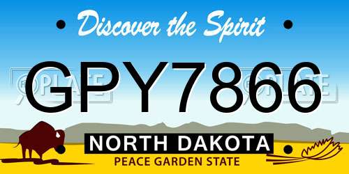GPY7866 North Dakota License Plate