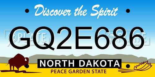 GQ2E686 North Dakota License Plate