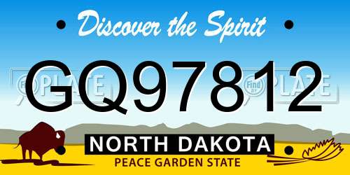 GQ97812 North Dakota License Plate