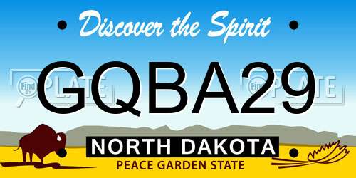 GQBA29 North Dakota License Plate