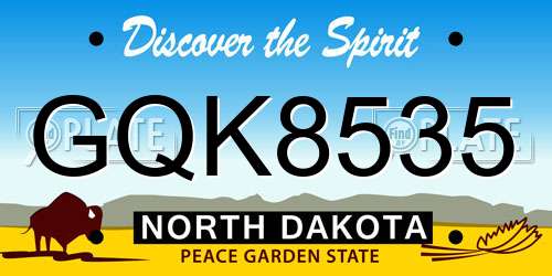 GQK8535 North Dakota License Plate