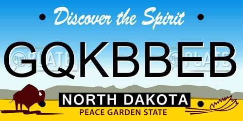 GQKBBEB North Dakota License Plate