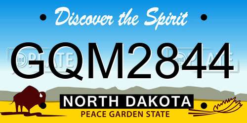 GQM2844 North Dakota License Plate