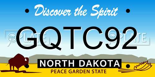 GQTC92 North Dakota License Plate