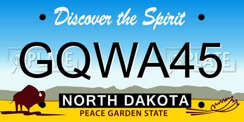 GQWA45 North Dakota License Plate