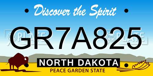 GR7A825 North Dakota License Plate
