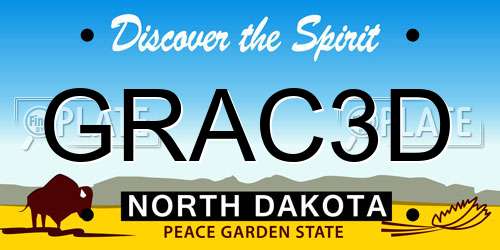 GRAC3D North Dakota License Plate