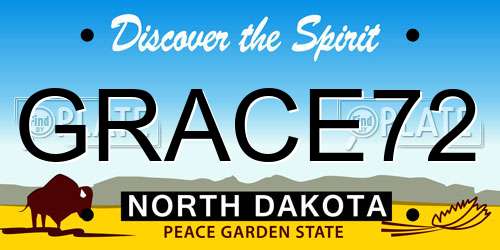 GRACE72 North Dakota License Plate