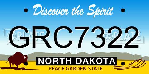 GRC7322 North Dakota License Plate