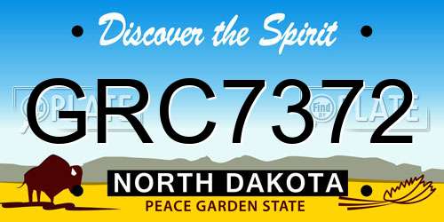 GRC7372 North Dakota License Plate
