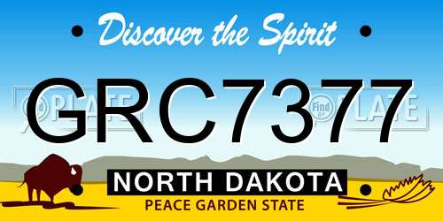 GRC7377 North Dakota License Plate