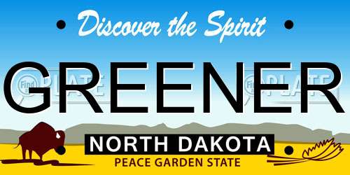 GREENER North Dakota License Plate