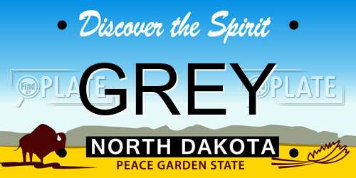 GREY North Dakota License Plate