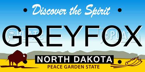 GREYFOX North Dakota License Plate