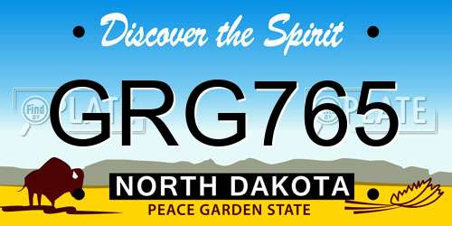 GRG765 North Dakota License Plate