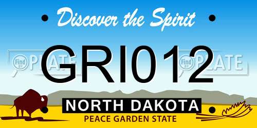 GRI012 North Dakota License Plate