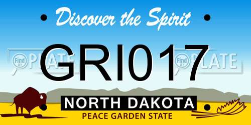 GRI017 North Dakota License Plate