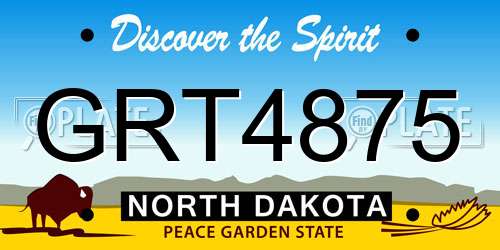 GRT4875 North Dakota License Plate