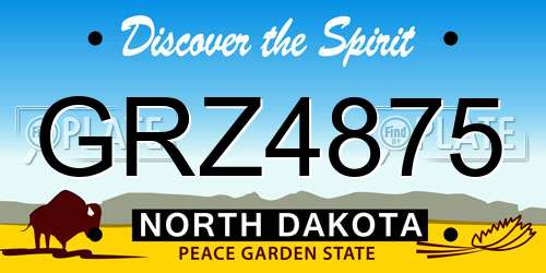 GRZ4875 North Dakota License Plate