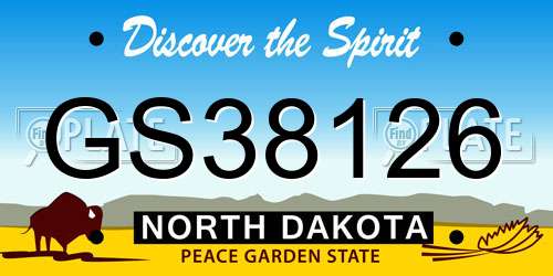 GS38126 North Dakota License Plate