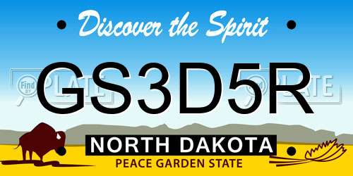 GS3D5R North Dakota License Plate