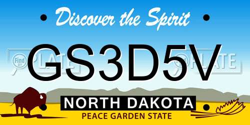 GS3D5V North Dakota License Plate