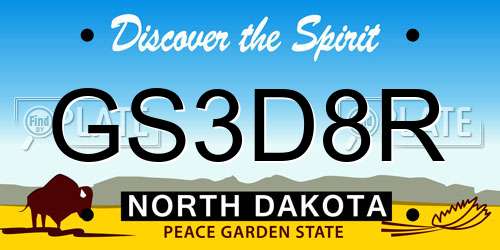GS3D8R North Dakota License Plate