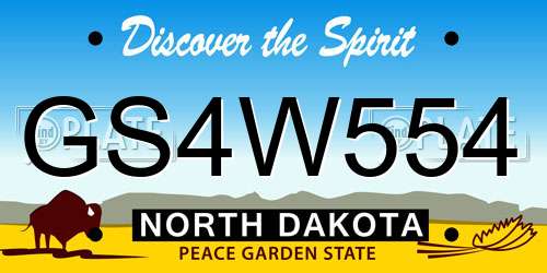 GS4W554 North Dakota License Plate