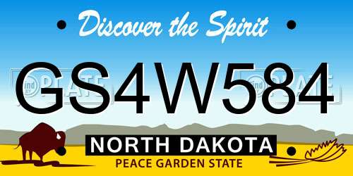 GS4W584 North Dakota License Plate