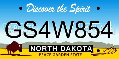 GS4W854 North Dakota License Plate