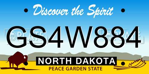 GS4W884 North Dakota License Plate