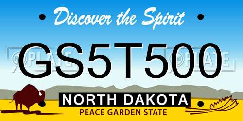 GS5T500 North Dakota License Plate