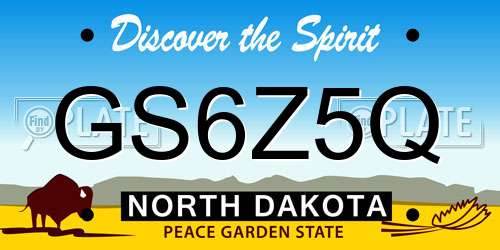 GS6Z5Q North Dakota License Plate