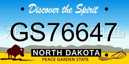 GS76647 North Dakota License Plate